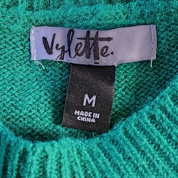 Vylette Emerald Textured Women's Crew Neck Sweater Size Medium - Picture 3 of 5